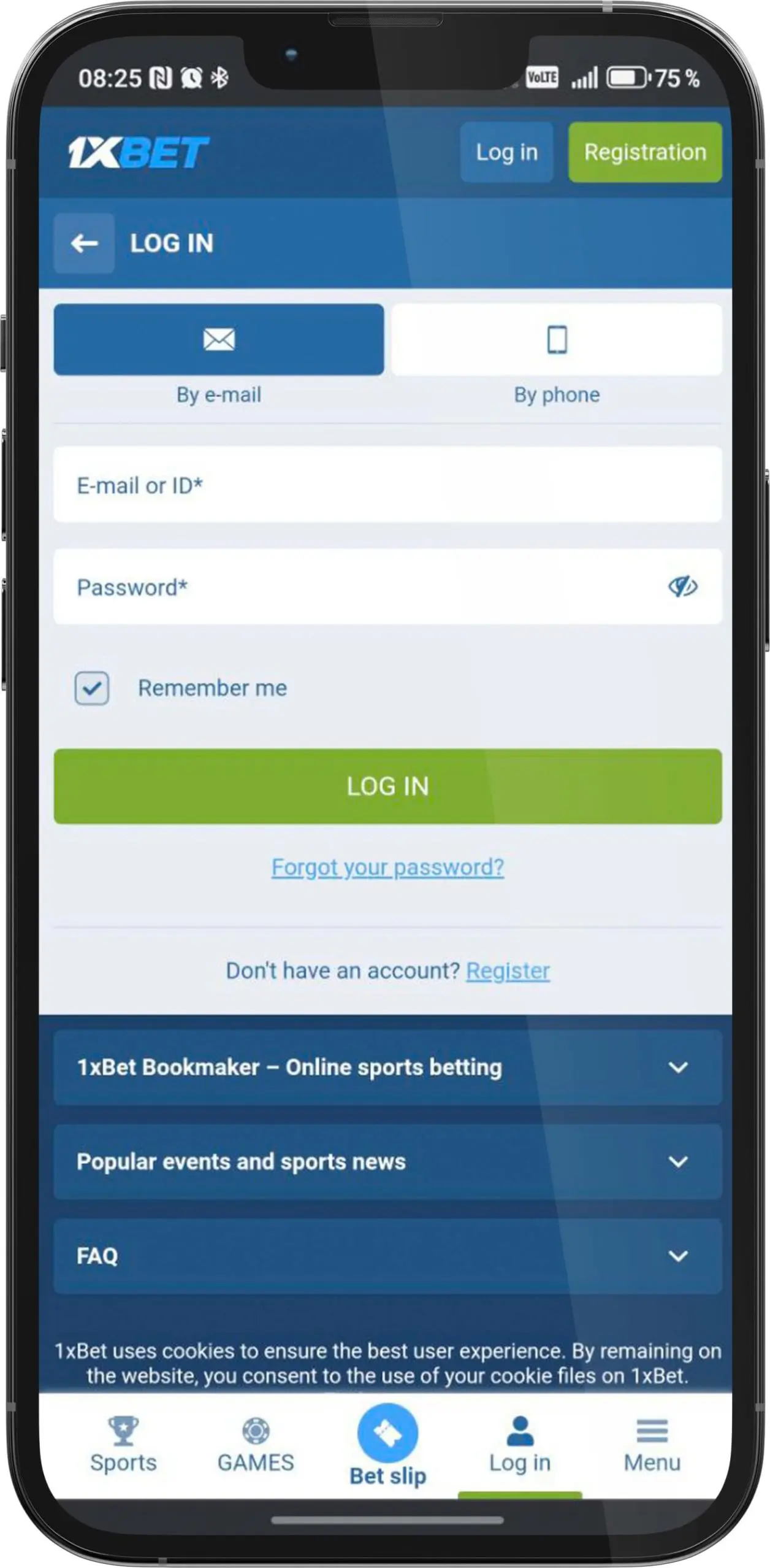 1xBet Login Account